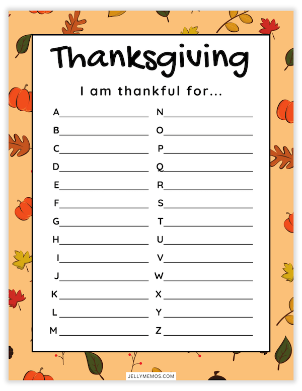 I Am Thankful For Printable