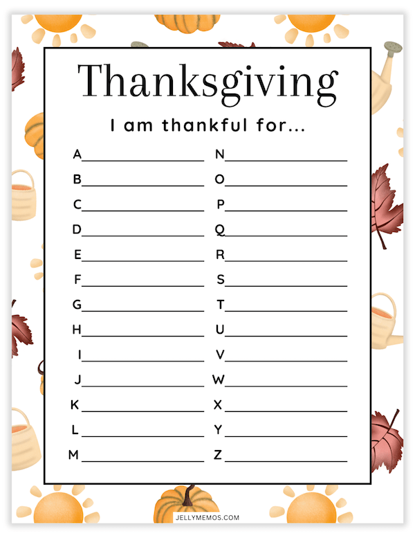I Am Thankful For Printable