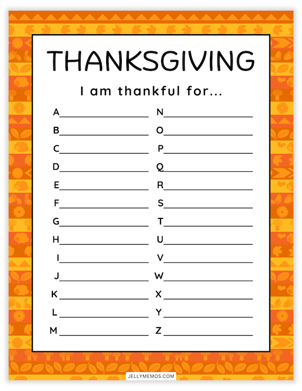 I Am Thankful For Printable