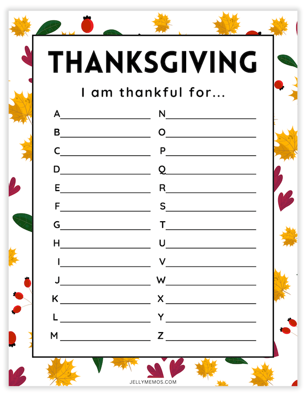 I Am Thankful For Printable