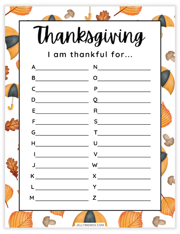 I Am Thankful For Printable
