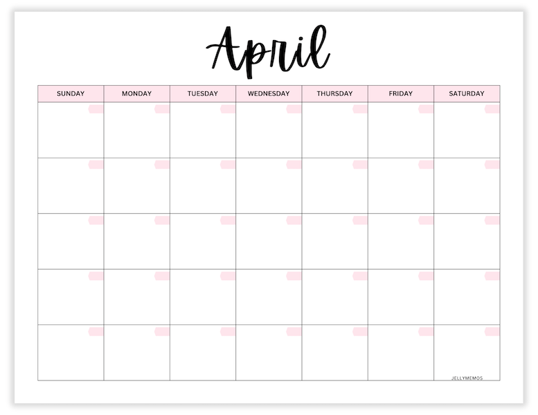 undated monthly calendar printables