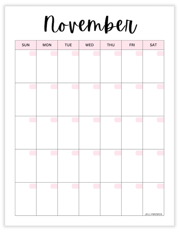 undated monthly calendar printables