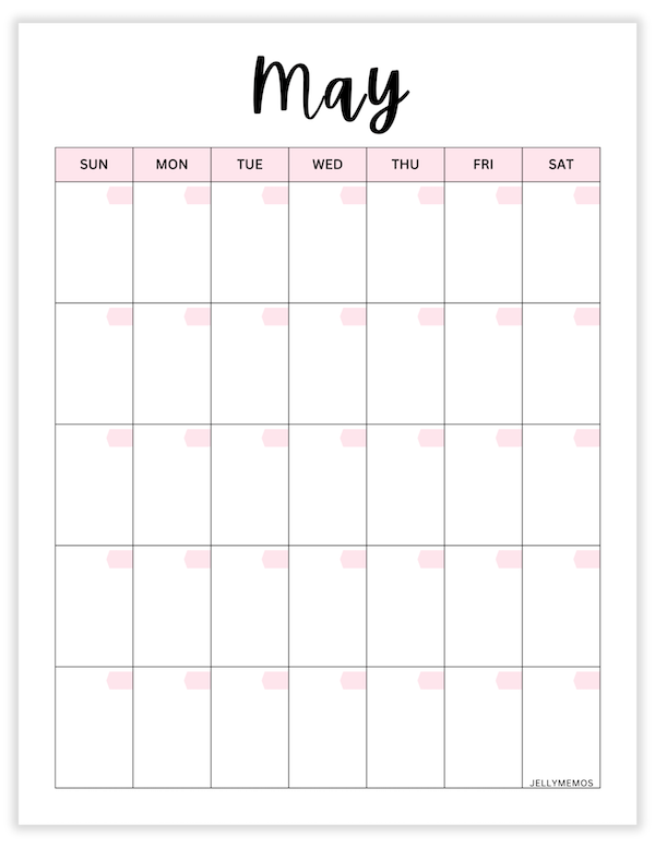 undated monthly calendar printables
