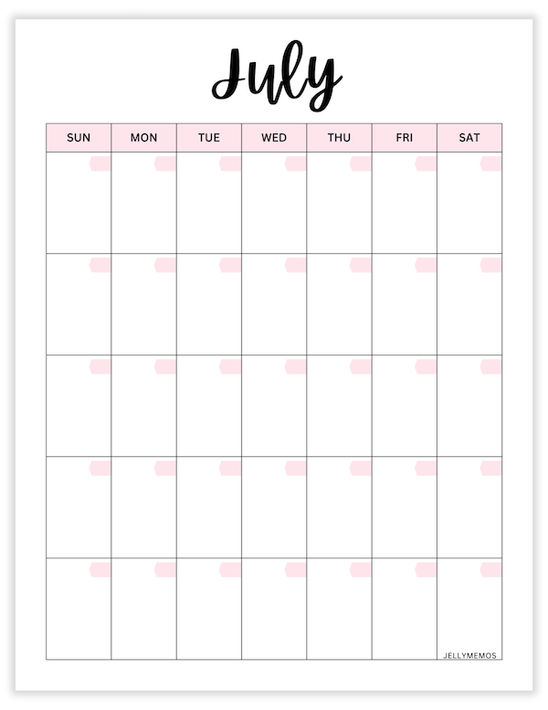 undated monthly calendar printables