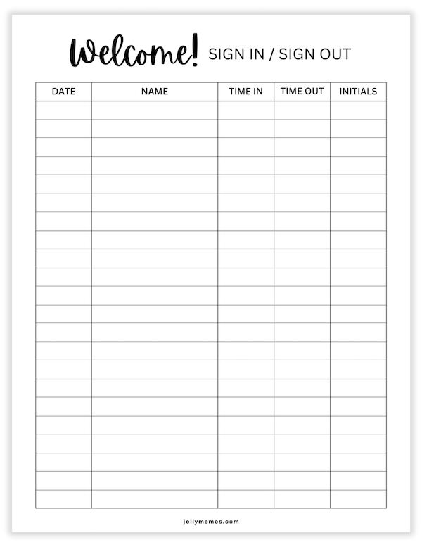 printable sign in and out sheet
