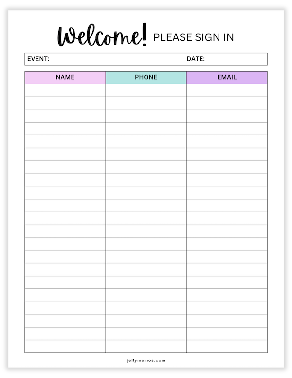printable sign in sheet