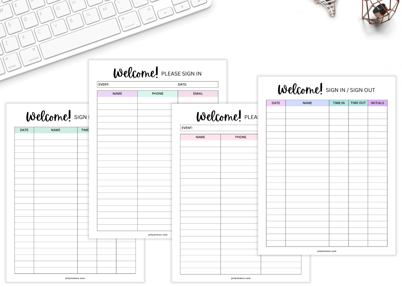 Printed Sign In Printable Sign In Sheet Templates - Sign In And Out Forms - JellyMemos