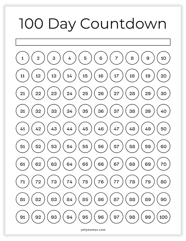 100 day countdown printable