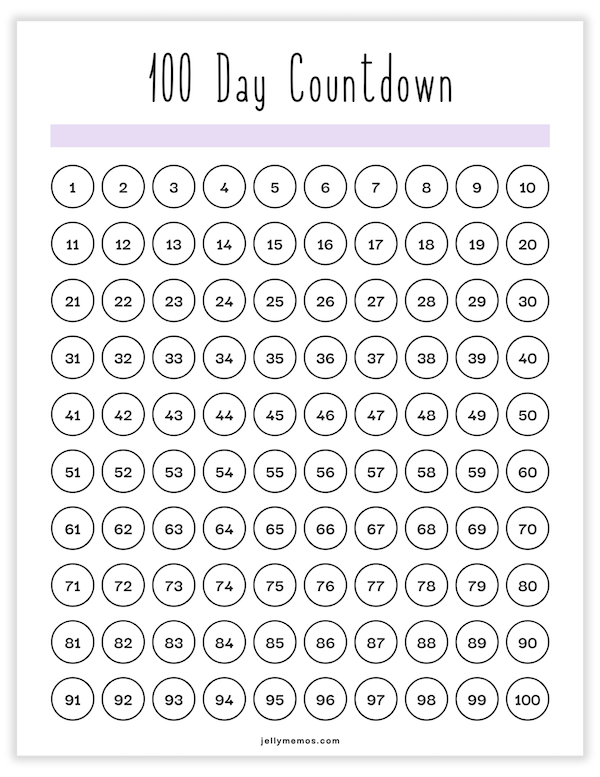 100 day countdown printable