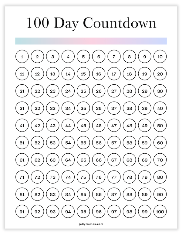 100 day countdown printable