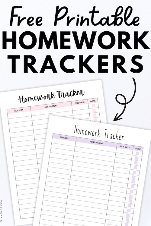 Printable Homework Tracker Templates For Teachers And Students