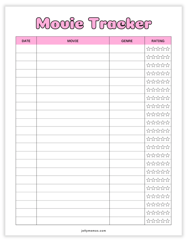 printable movie tracker template