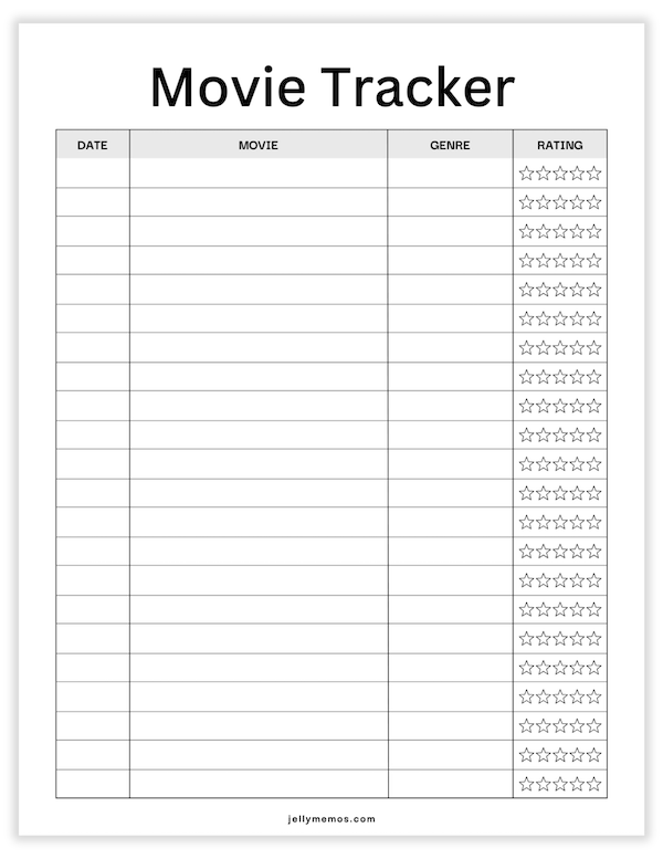 printable movie tracker template