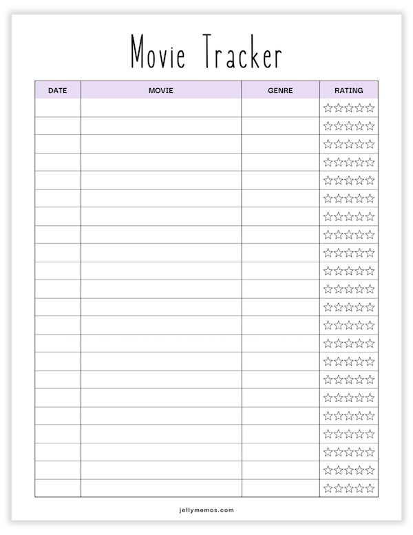 printable movie tracker template