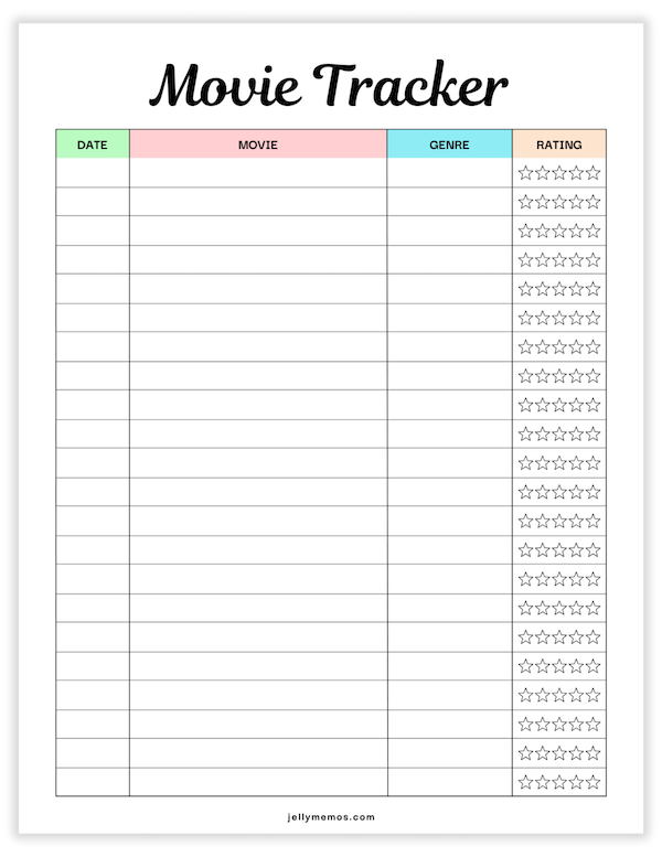 printable movie tracker template