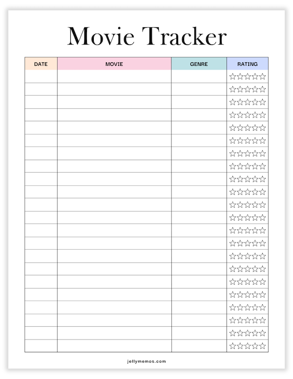 printable movie tracker template