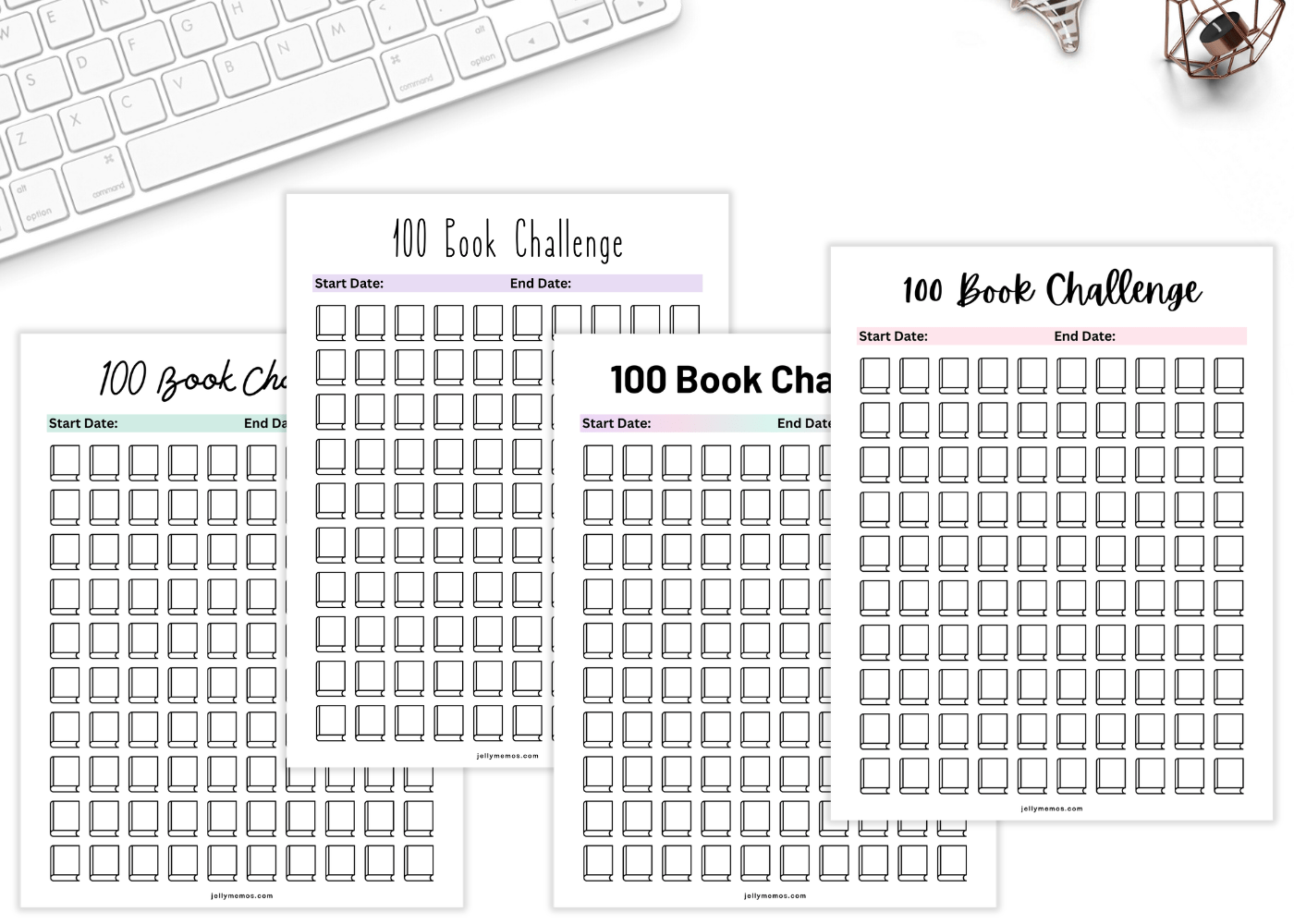 Printable 100 Book Challenge Templates 12 Reading Trackers JellyMemos