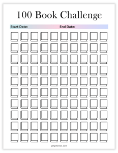 Printable 100 Book Challenge Templates - 12 Reading Trackers - JellyMemos