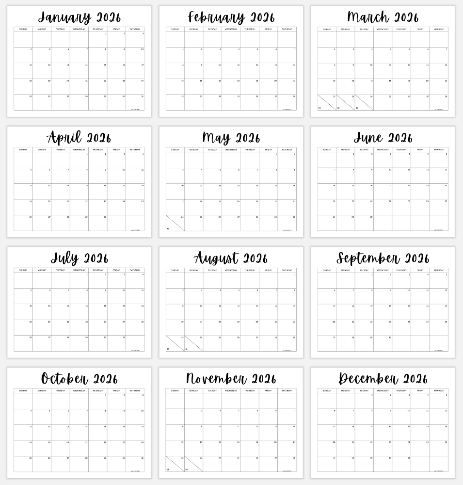 2026 pretty calendar