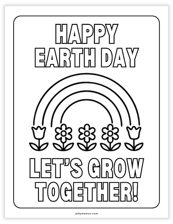 earth day coloring pages with rainbow and flowers