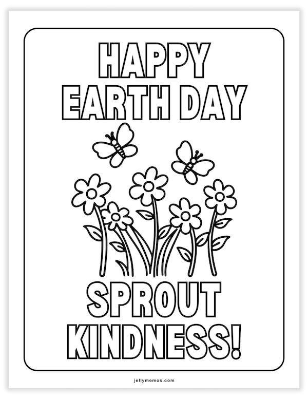 earth day coloring pages with flowers and butterflies