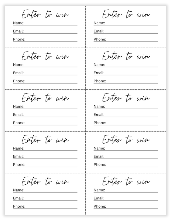 cursive raffle ticket template