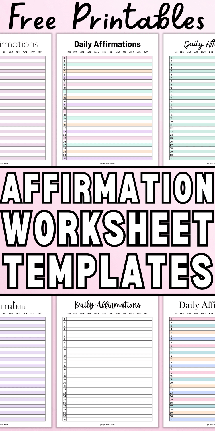 Printable Affirmations Worksheet - Daily Positive Affirmations Log ...