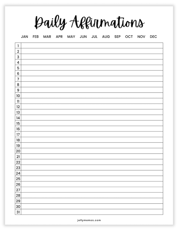 blank affirmations worksheet