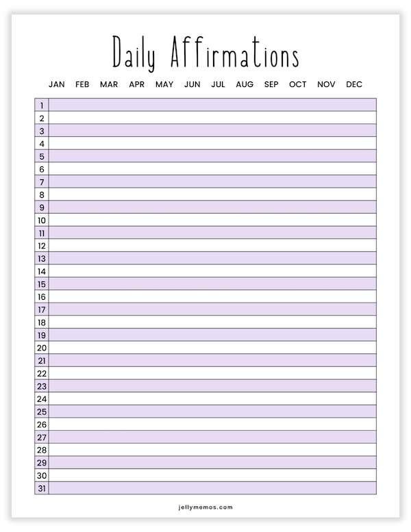 lavender affirmations worksheet