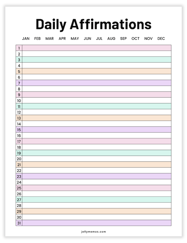 pastel affirmations worksheet