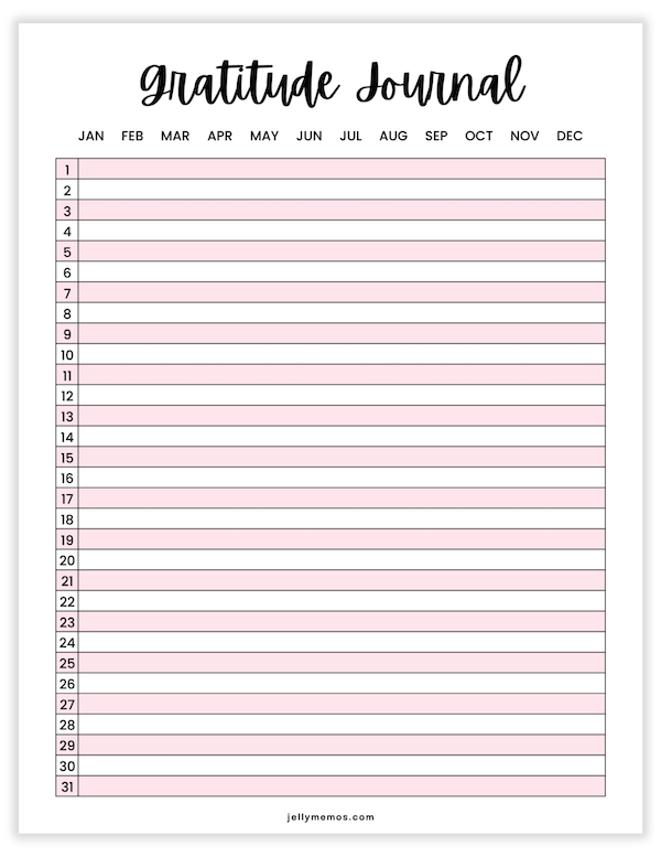 pink printable gratitude journal templates