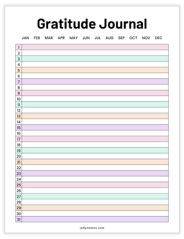 pastel colorful printable gratitude journal templates