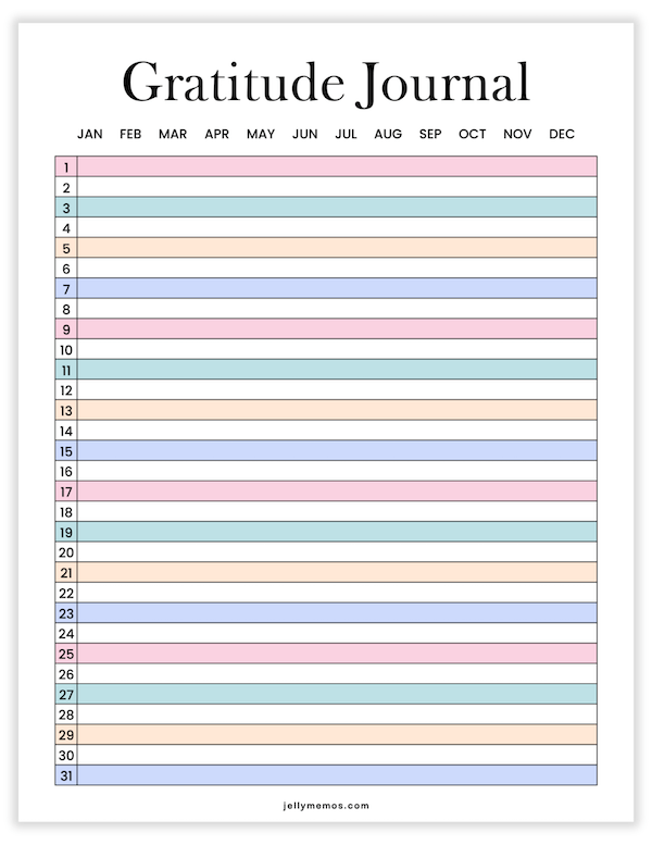 neutral multicolored printable gratitude journal templates