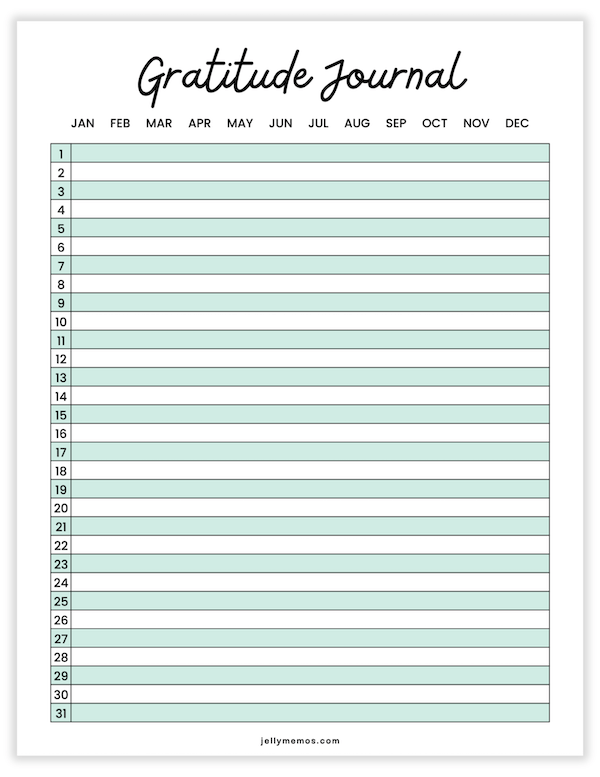mint green printable gratitude journal templates