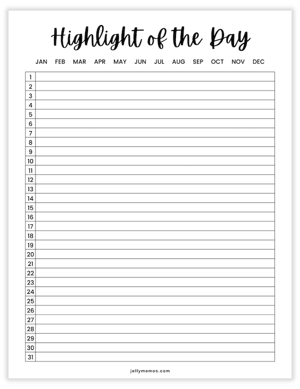 blank highlight of the day journal
