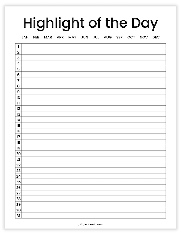 plain highlight of the day journal