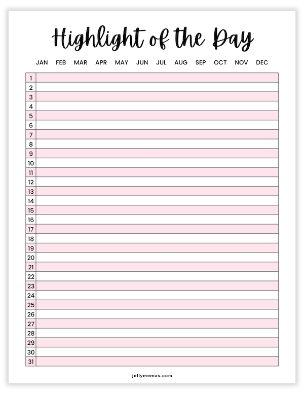 pink highlight of the day journal
