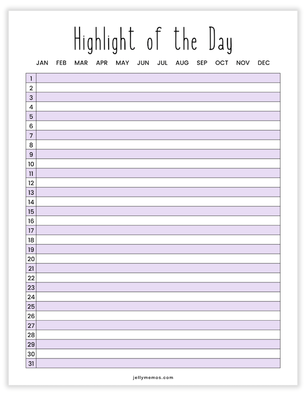 purple highlight of the day journal
