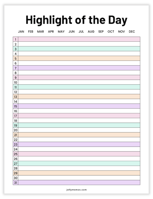 pastel highlight of the day journal