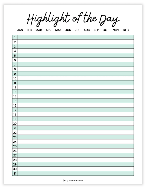light green highlight of the day journal