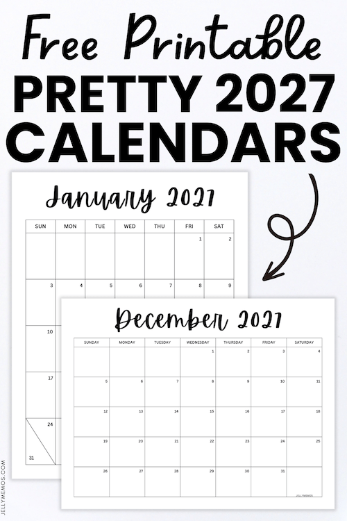 2027 Pretty Printable Calendar Templates