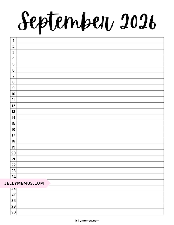 september 2026 list view calendar
