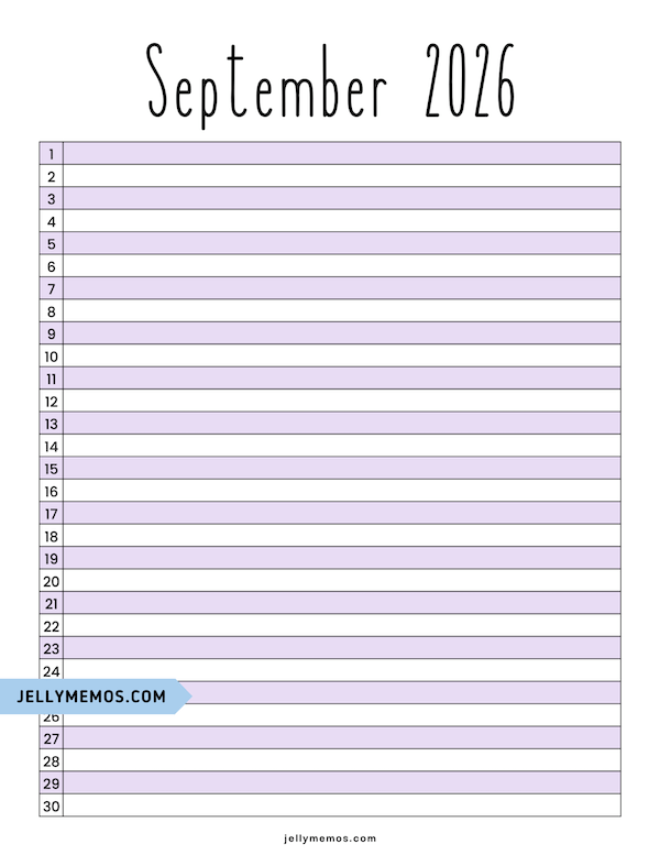 september 2026 list view calendar
