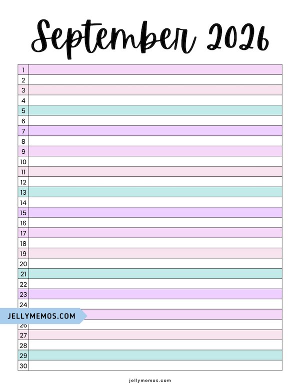september 2026 list view calendar