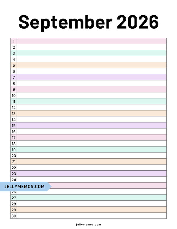 september 2026 list view calendar