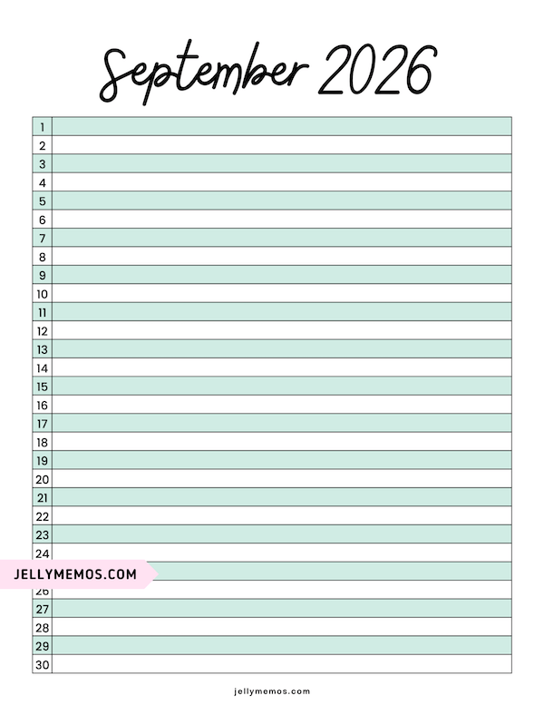 september 2026 list view calendar