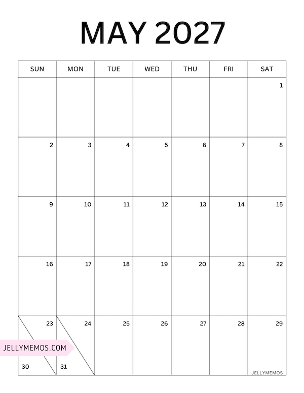 may 2027 minimalist calendar