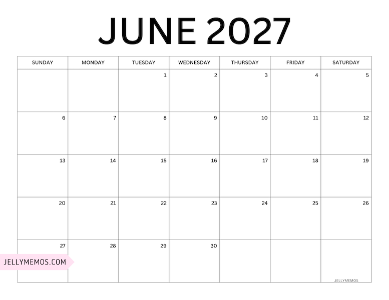 june 2027 minimalist calendar