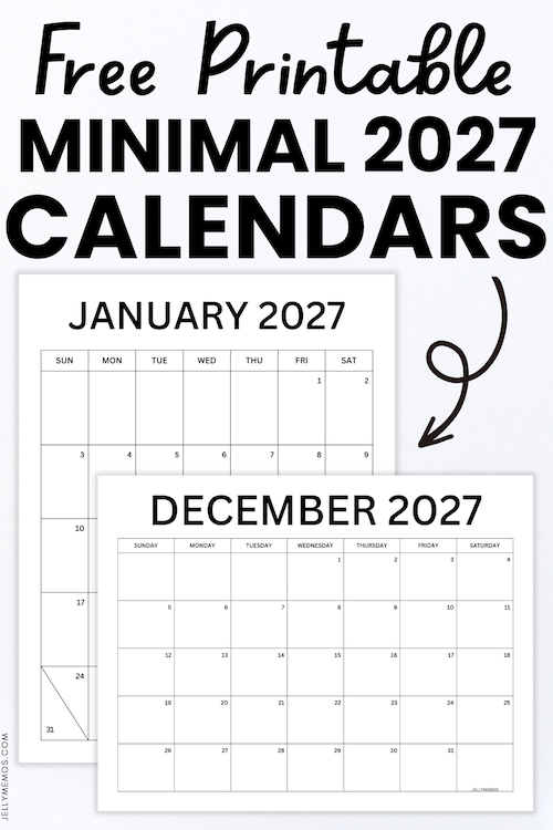 2027 Minimalist Calendar Printable Templates